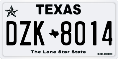 TX license plate DZK8014