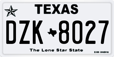 TX license plate DZK8027