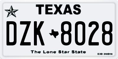 TX license plate DZK8028