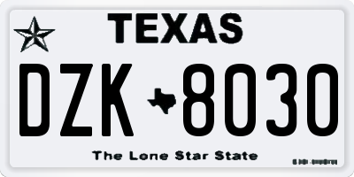 TX license plate DZK8030