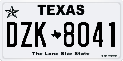 TX license plate DZK8041