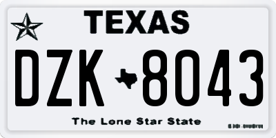 TX license plate DZK8043