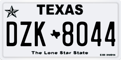 TX license plate DZK8044
