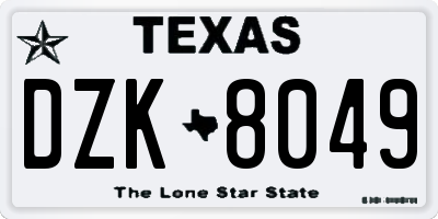 TX license plate DZK8049