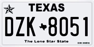 TX license plate DZK8051