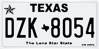 TX license plate DZK8054