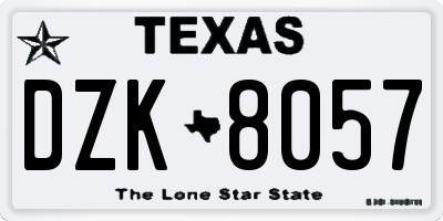 TX license plate DZK8057