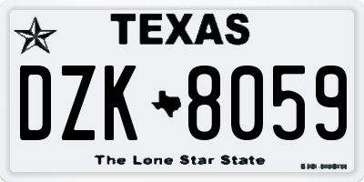 TX license plate DZK8059