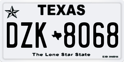 TX license plate DZK8068