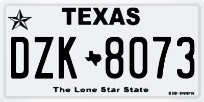 TX license plate DZK8073