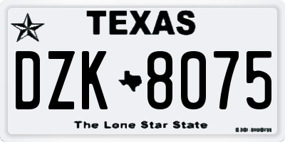 TX license plate DZK8075