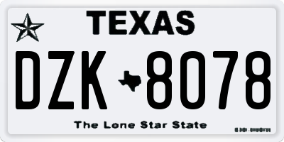 TX license plate DZK8078