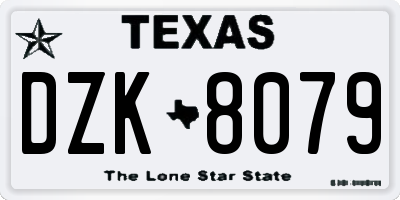 TX license plate DZK8079