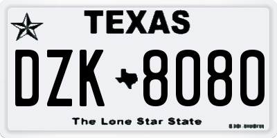TX license plate DZK8080