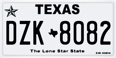 TX license plate DZK8082