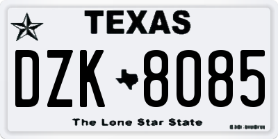 TX license plate DZK8085
