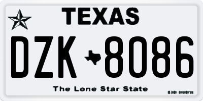 TX license plate DZK8086