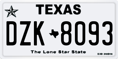 TX license plate DZK8093