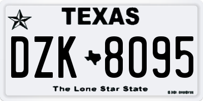 TX license plate DZK8095