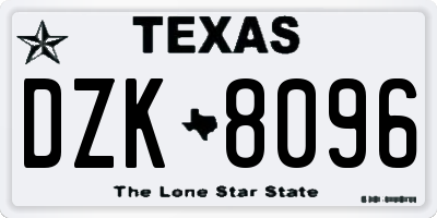 TX license plate DZK8096