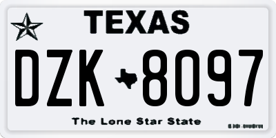 TX license plate DZK8097