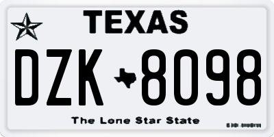 TX license plate DZK8098