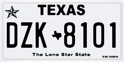 TX license plate DZK8101