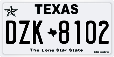 TX license plate DZK8102
