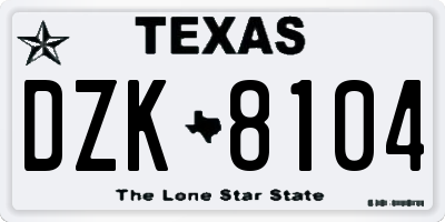 TX license plate DZK8104