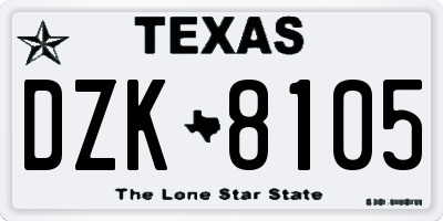 TX license plate DZK8105