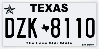 TX license plate DZK8110