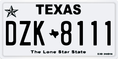 TX license plate DZK8111