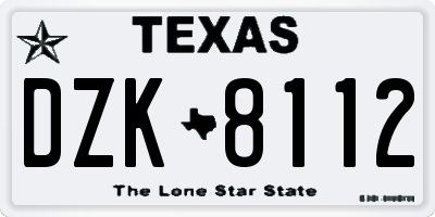 TX license plate DZK8112