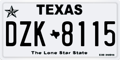 TX license plate DZK8115