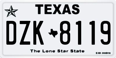 TX license plate DZK8119