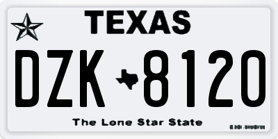 TX license plate DZK8120