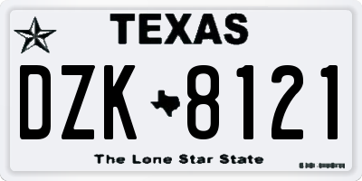 TX license plate DZK8121
