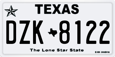 TX license plate DZK8122