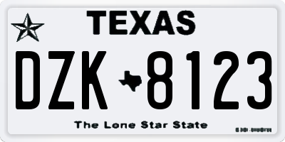 TX license plate DZK8123