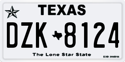TX license plate DZK8124