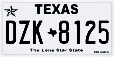TX license plate DZK8125