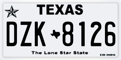 TX license plate DZK8126