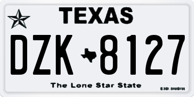 TX license plate DZK8127