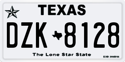 TX license plate DZK8128