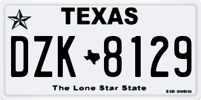TX license plate DZK8129