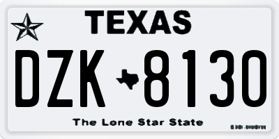 TX license plate DZK8130