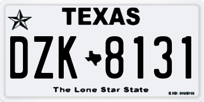 TX license plate DZK8131