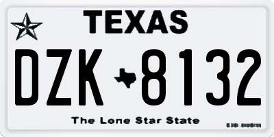 TX license plate DZK8132