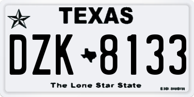 TX license plate DZK8133