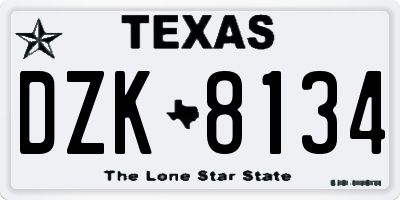 TX license plate DZK8134